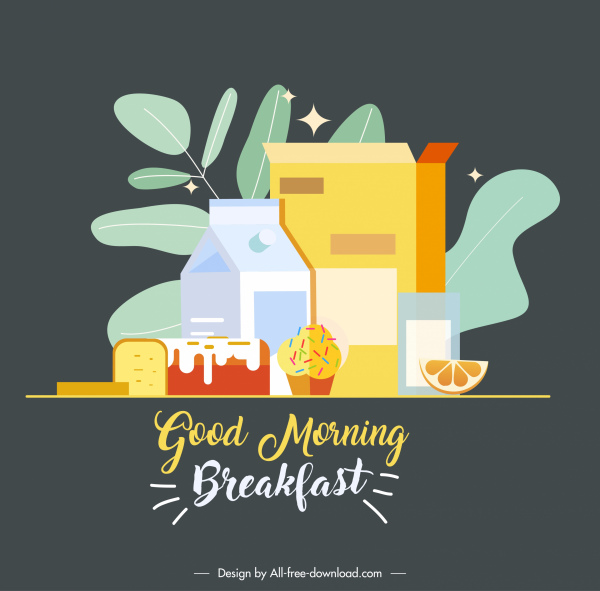 早餐背景色彩繽紛的經典設計