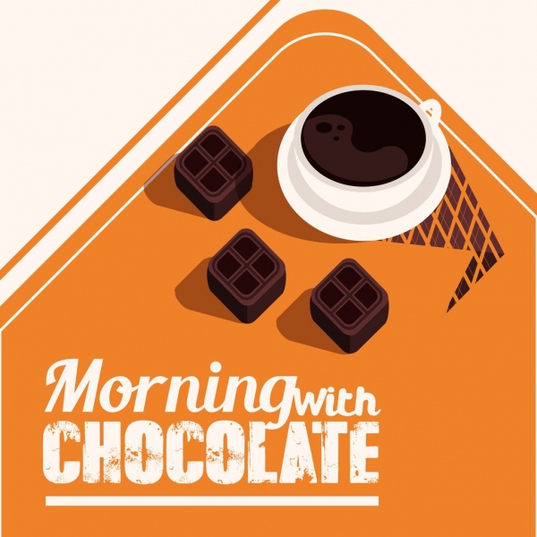 朝食バナー チョコレートキャンディー コーヒー カップのアイコン装飾