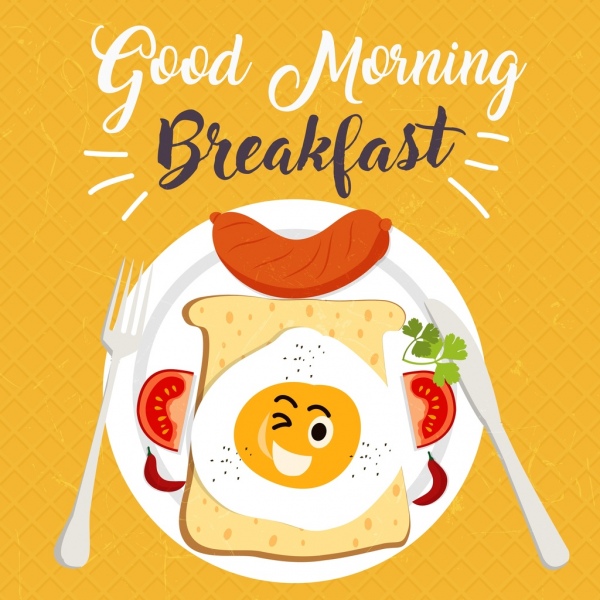 Iconos de comida Desayuno bandera estilizada decoración
