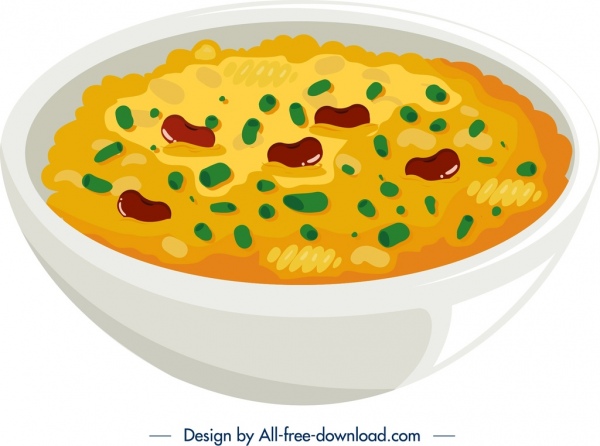 ikon Sarapan simbol mangkuk sup warna-warni desain 3D