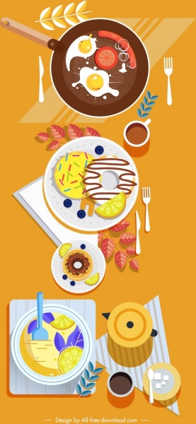 아침 식사 준비는 다채로운 클래식 디자인 그림