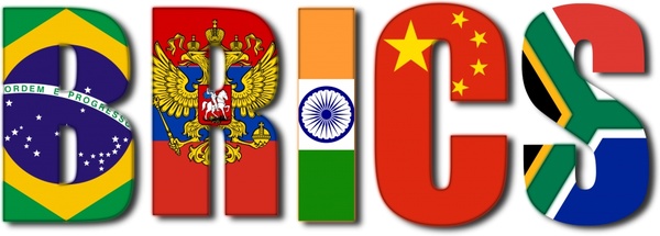 BRICS Werbe Design illustriert mit Flaggen