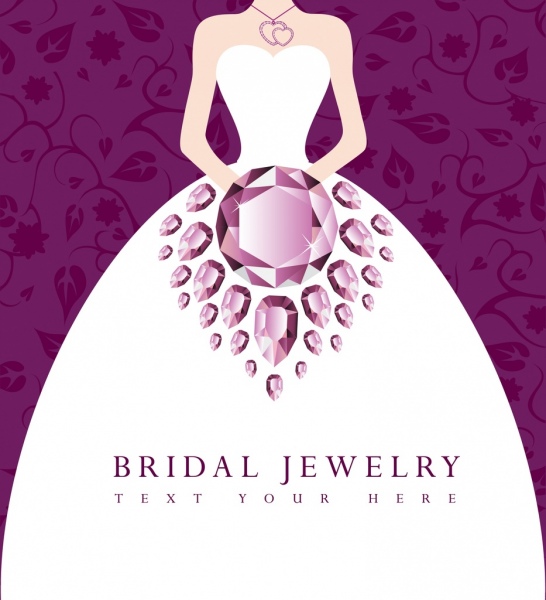 Anuncio de la piedra preciosa joyeria nupcial de novia violeta icono de adorno