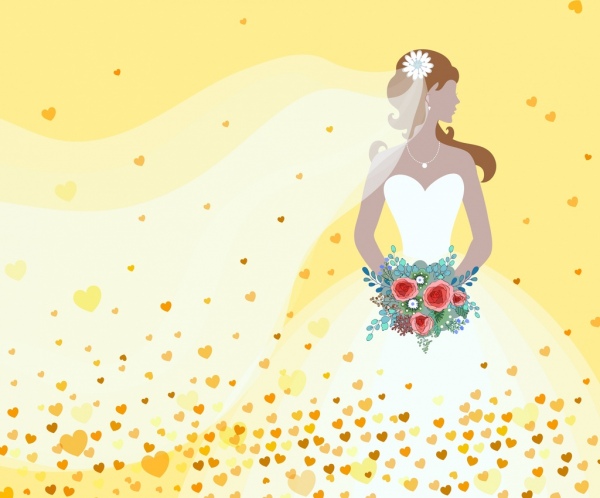 花嫁の白いドレス アイコン心装飾を描画