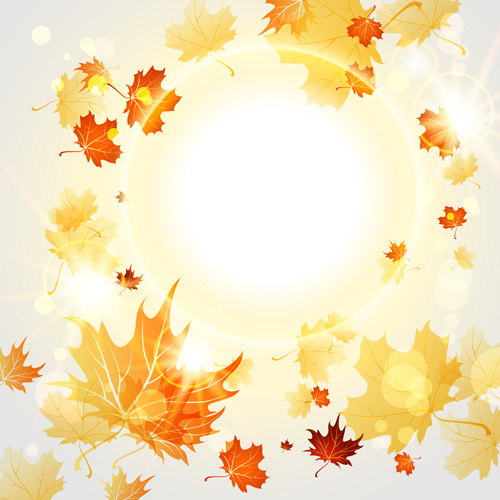 Bright Autumn Leaves Vector Backgrounds