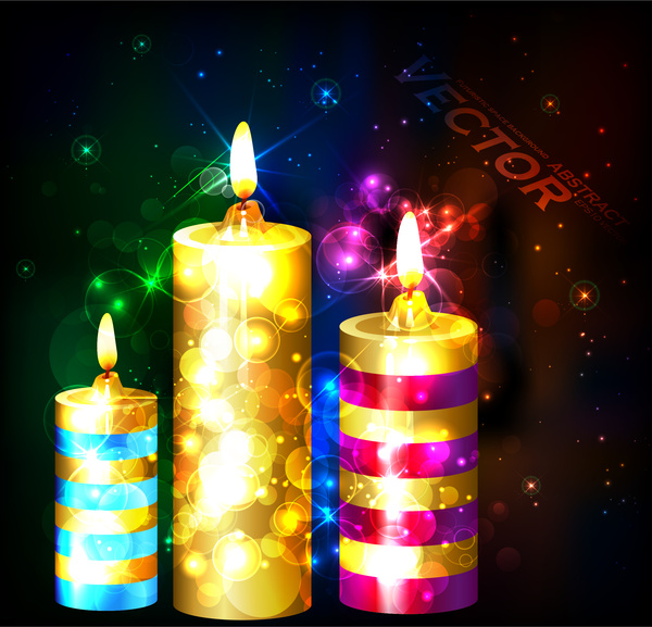 bright candele su sfondo scuro bokeh illustrazione