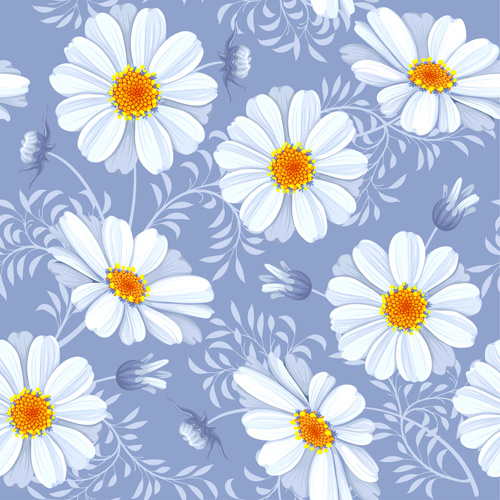 Bright Flowers Design Vector Seamless Pattern