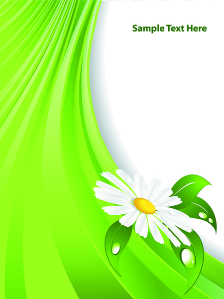พื้นหลังสีเขียวสดใส ด้วยดอกไม้เวกเตอร์