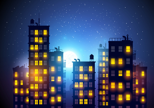 midnight city vettore sfondo luminoso