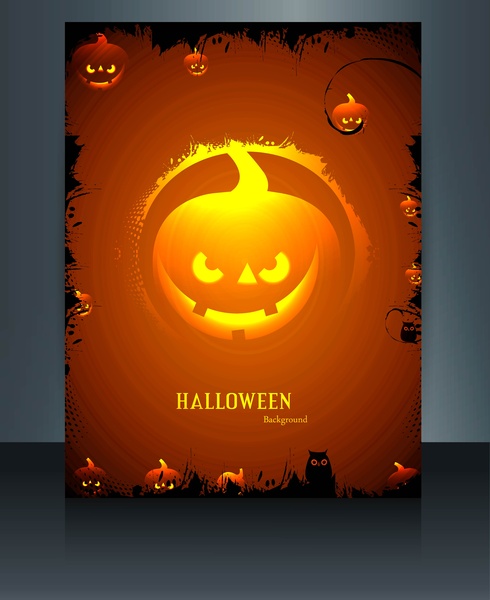 brosur warna-warni halloween refleksi labu pihak ilustrasi vektor
