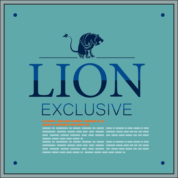 Broschüre-Cover-Design mit Löwen auf farbigem Hintergrund