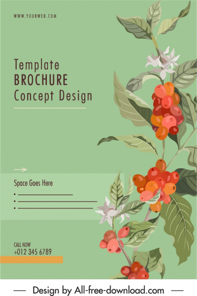 brochure cover Template elegan tanaman botani sketsa