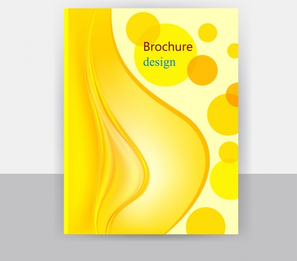 design de modelo amarelo de capa brochura círculos linhas curvas