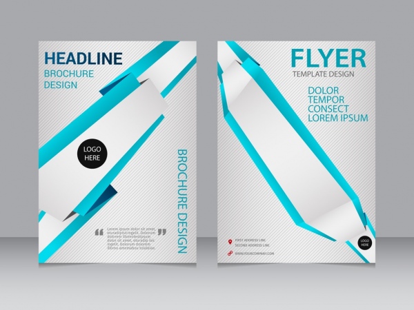 design moderno 3d folheto panfleto modelo azul linhas