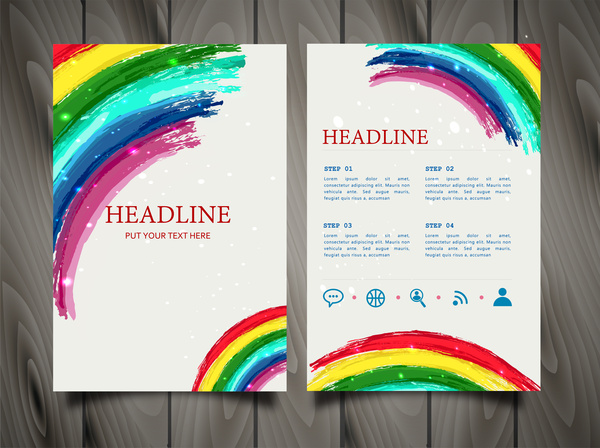 design de vetor de panfleto folheto com decoração colorida
