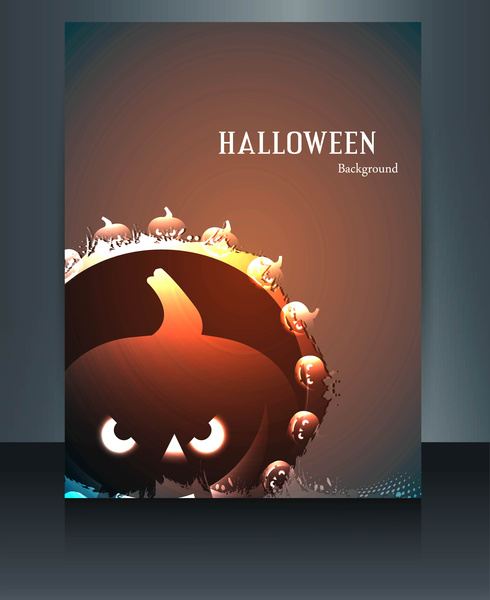 brosur halloween berwarna-warni refleksi labu pihak vector latar belakang