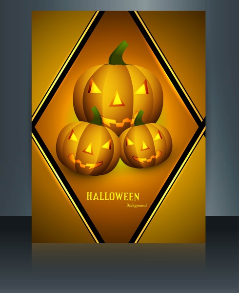 party-Broschüre happy Halloween leuchtend bunte Kürbisse