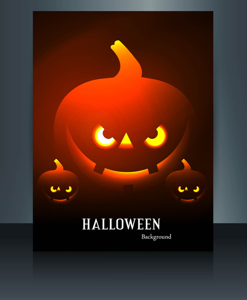 Brochure felice riflesso luminoso colorato delle zucche di halloween festino disegno vettoriale