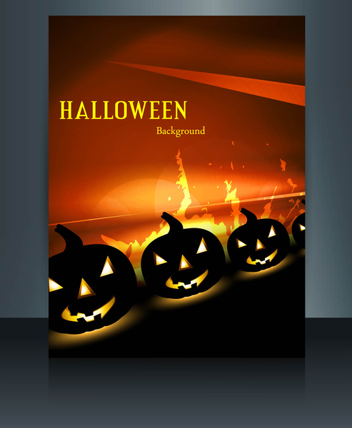 Brochure riflessione festa halloween zucche variopinte vettoriale
