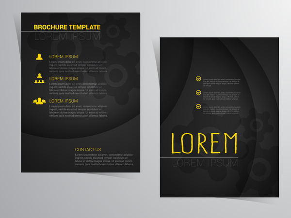 brosur desain template dengan gambaran hitam dan kuning