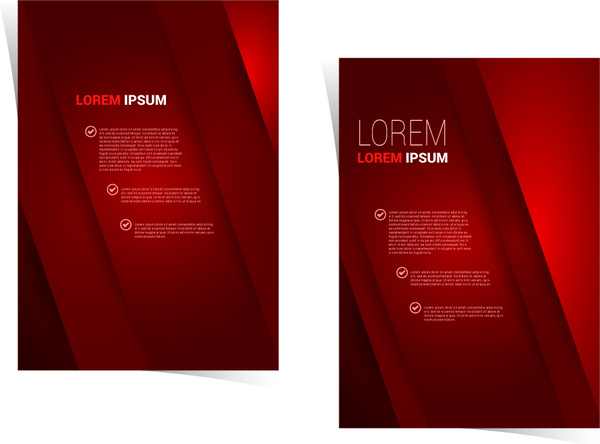 brosur desain template dengan latar belakang merah gelap