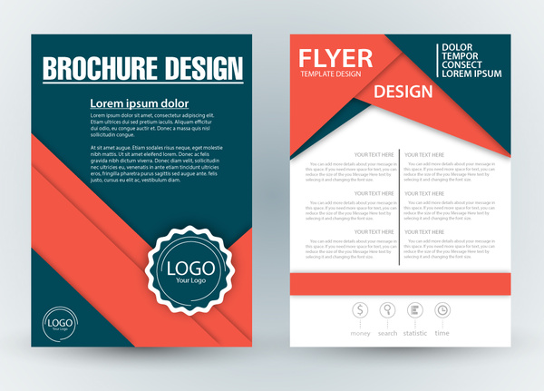 brosur desain template dengan ilustrasi diagonal