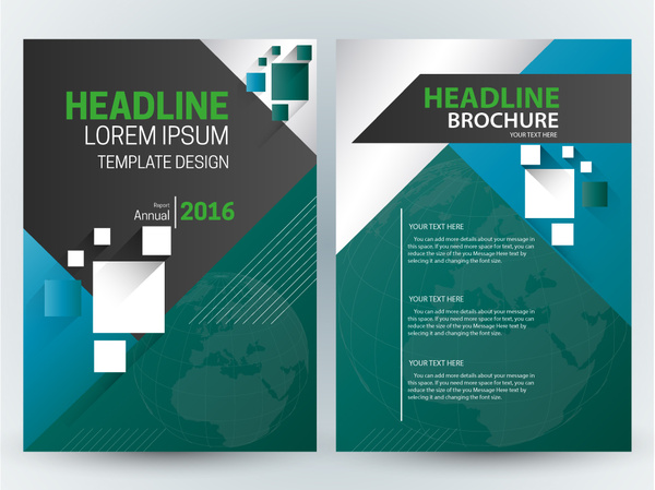 brosur desain template dengan ilustrasi gambaran dunia
