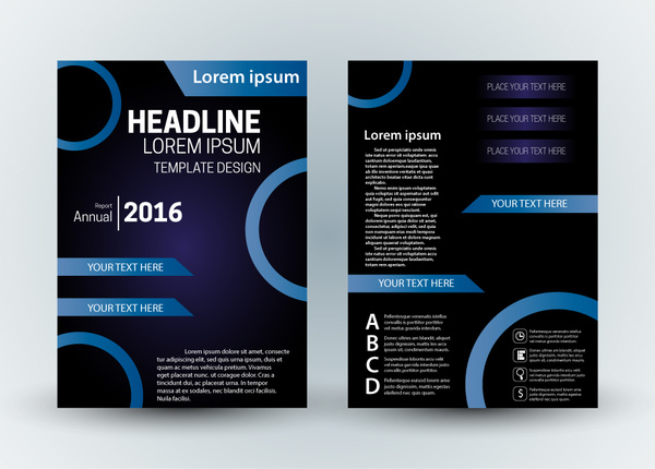 brosur desain template dengan latar belakang gelap modern