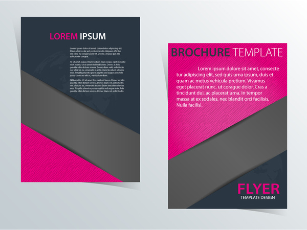 modello di progettazione brochure con colore scuro e rosa