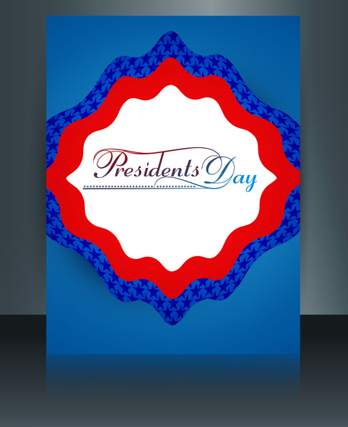 modelo de folheto para Estados Unidos da América em plano de reflexão colorido dia Presidente