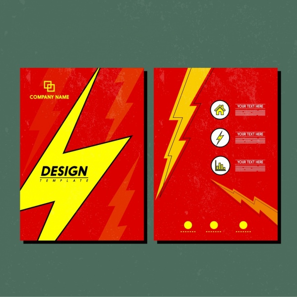 brosur template petir ikon desain merah kuning dekorasi