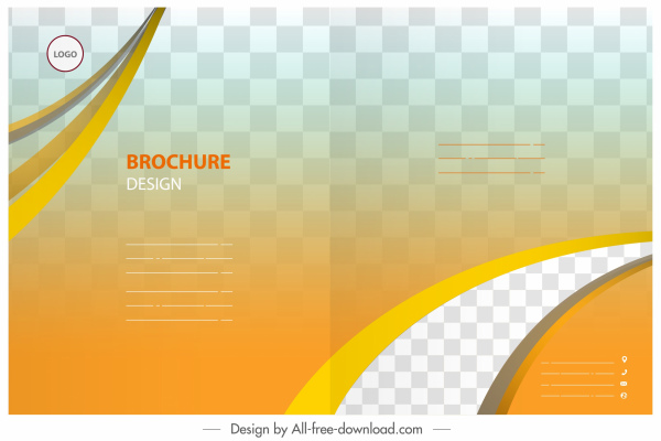 브로슈어 서식 파일 현대적인 밝은 체크 무늬 곡선 장식