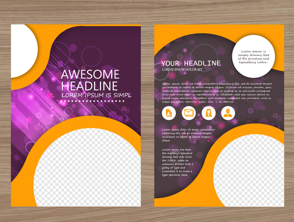 Broschüre-Vektor-Design mit Bokeh violetten Hintergrund