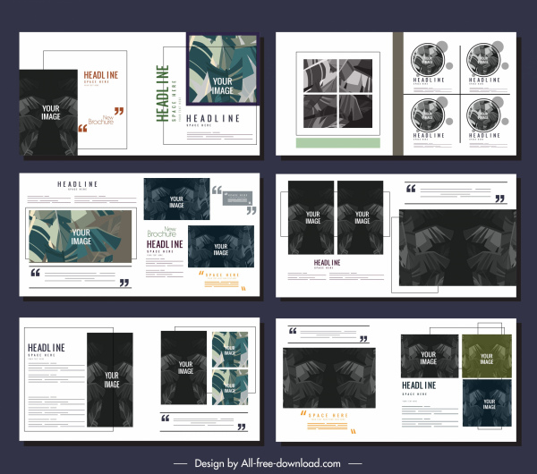 брошюры шаблоны контрастный декор листья эскиз современного дизайна