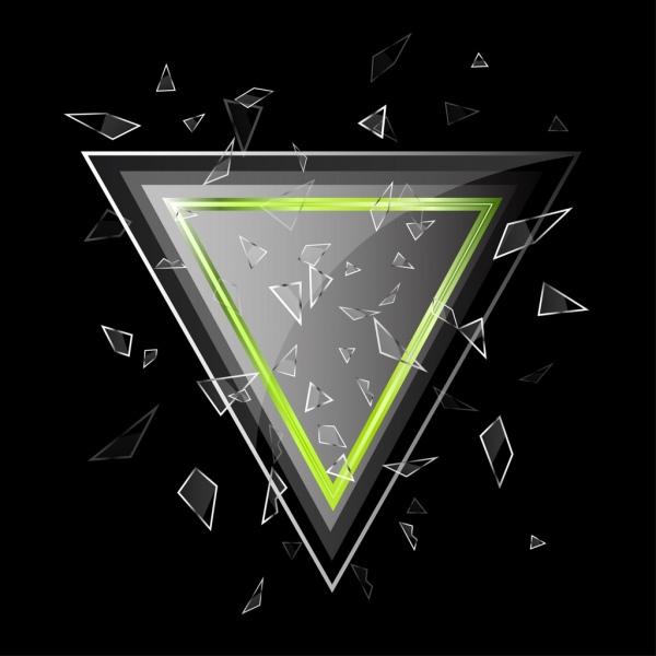 zerbrochenes Glas glänzende graue Dreieck dunkel Hintergrunddesign