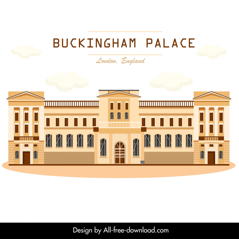 Palais de Buckingham à Londres affiche publicitaire plat classique symétrie Design