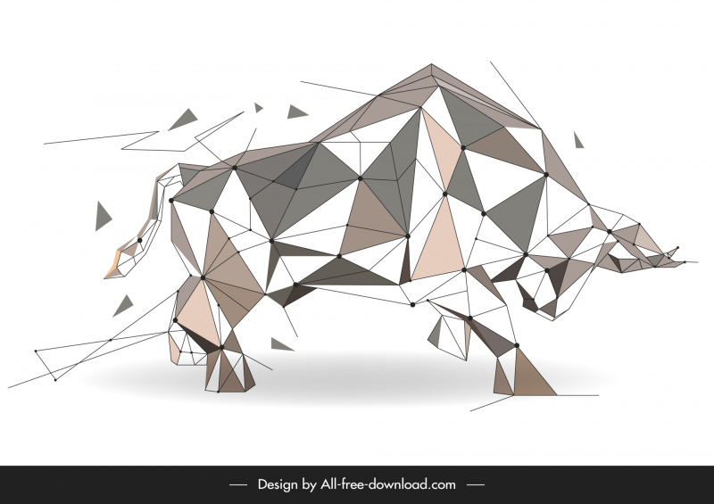 Buffalo Symbol Dynamischer geometrischer Forex-Handel Designelement Niedrige polygonale Skizze
