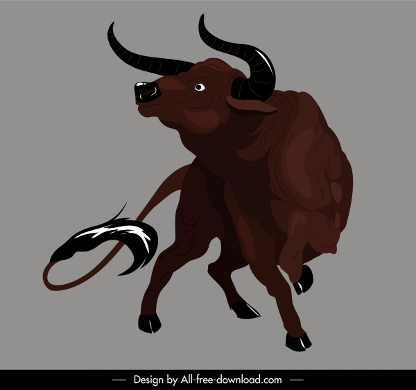 ícone búfalo gesto de luta 3d esboço dinâmico