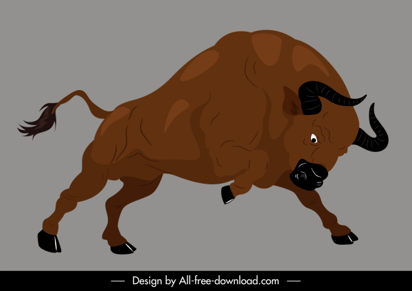 ícone búfalo poderoso gesto de ataque desenhado à mão desenho animado