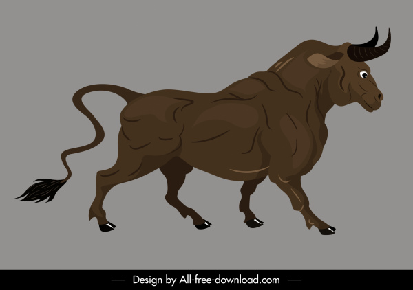 ícone búfalo poderoso desenho animado design