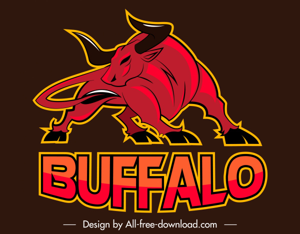 Buffalo logo szablon czarny czerwony handrysowane szkic