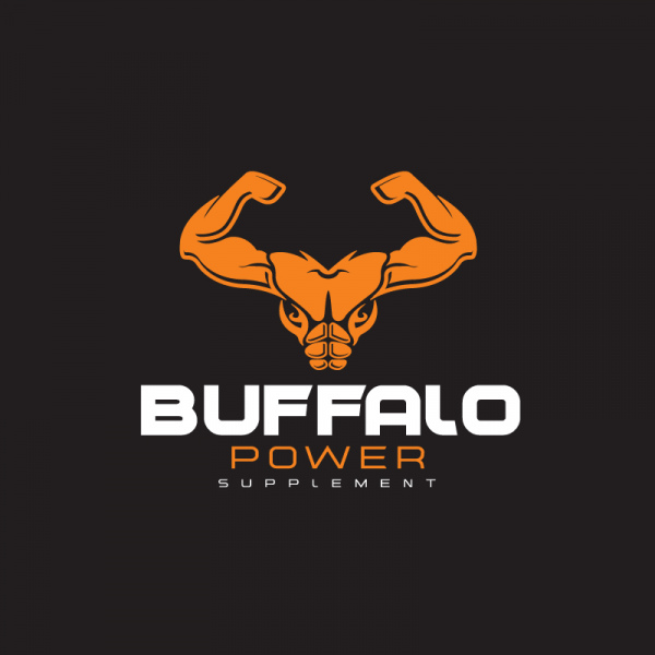 logotipo de suplemento de poder de búfalo