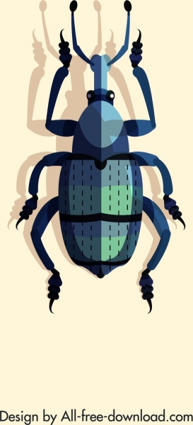 bug inseto ícone escuro azul 3d design