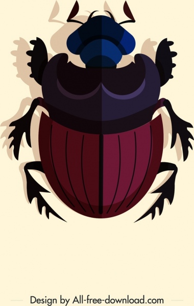 バグ昆虫アイコン暗い色の3Dデザイン