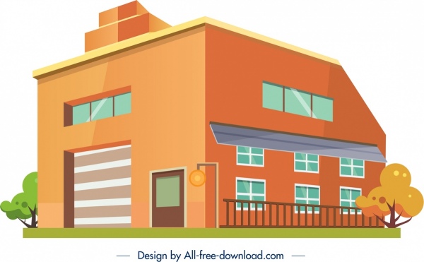 Gebäudearchitektur-Symbol farbiges 3D-Design
