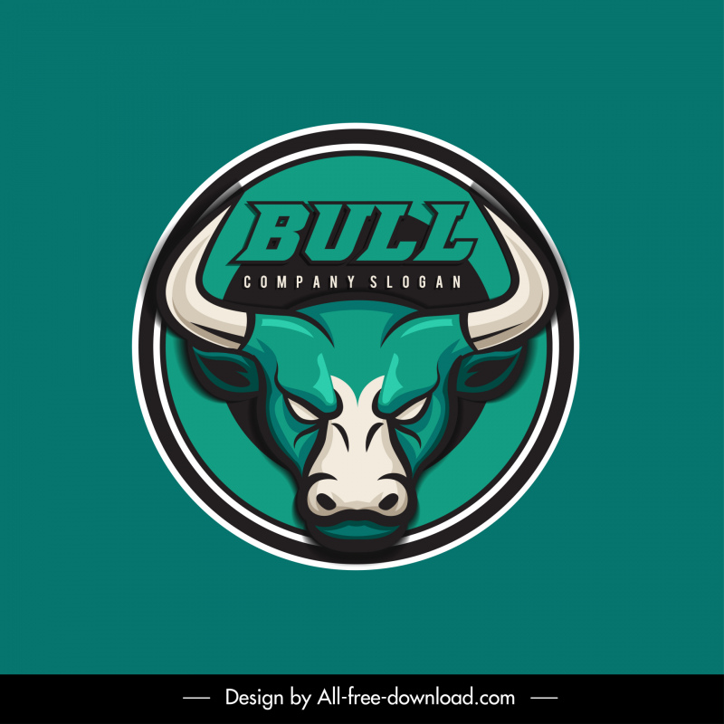 logotipo de cabeza de toro boceto plano agresivo