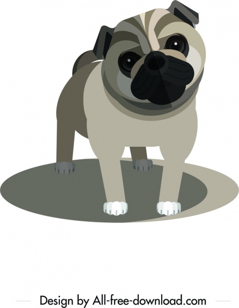 bulldog icône brune 3d croquis