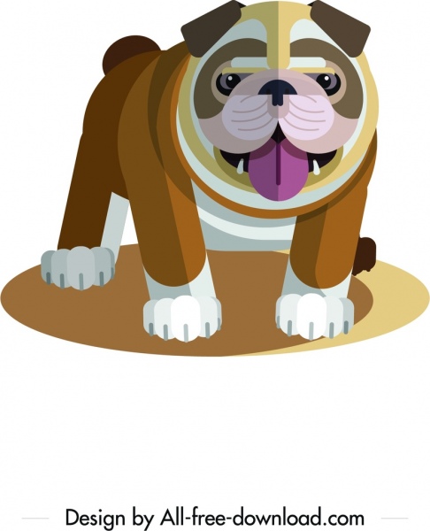 Bulldog ikon lucu kartun berwarna sketsa