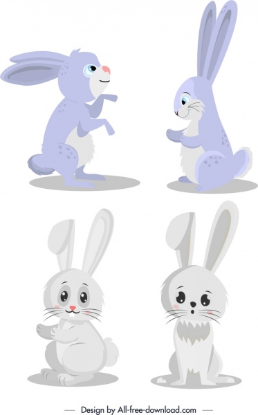 personagens de desenhos animados bonitos de ícone de coelhinhos
