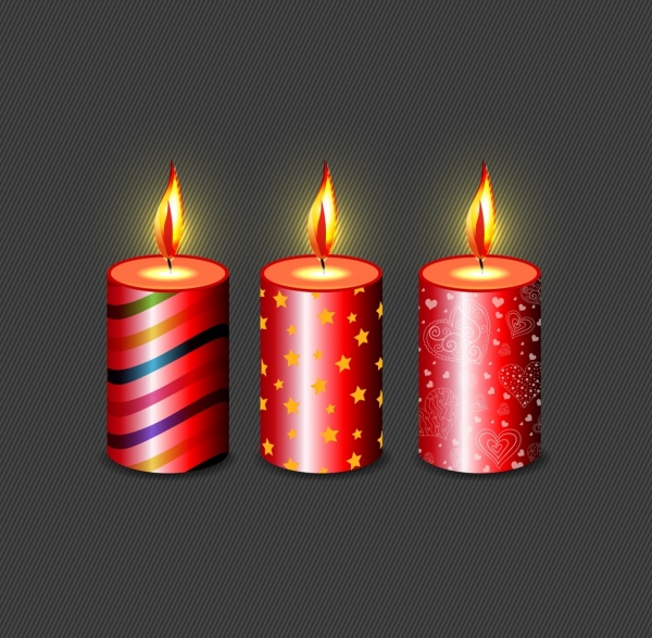 candele Burning sfondo icone lucide 3d rosse verticale